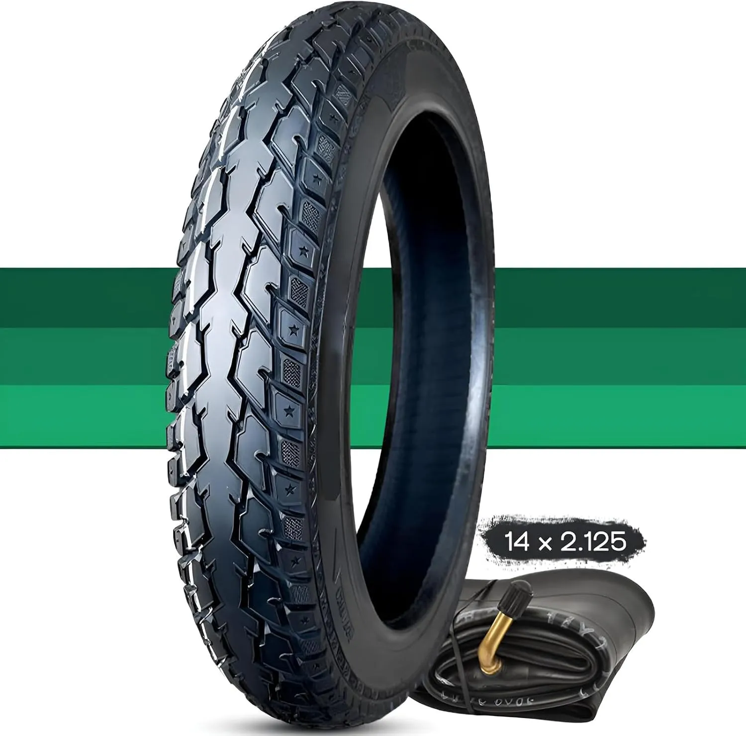 14 x 2.125 Electric Bike Tire (not Solid) 14x2.125 Pneumatic Tire for Ebike 14x2.125/57-254 Folding Electric Bike Tire with Anti-Skid Tread and Thickened Design