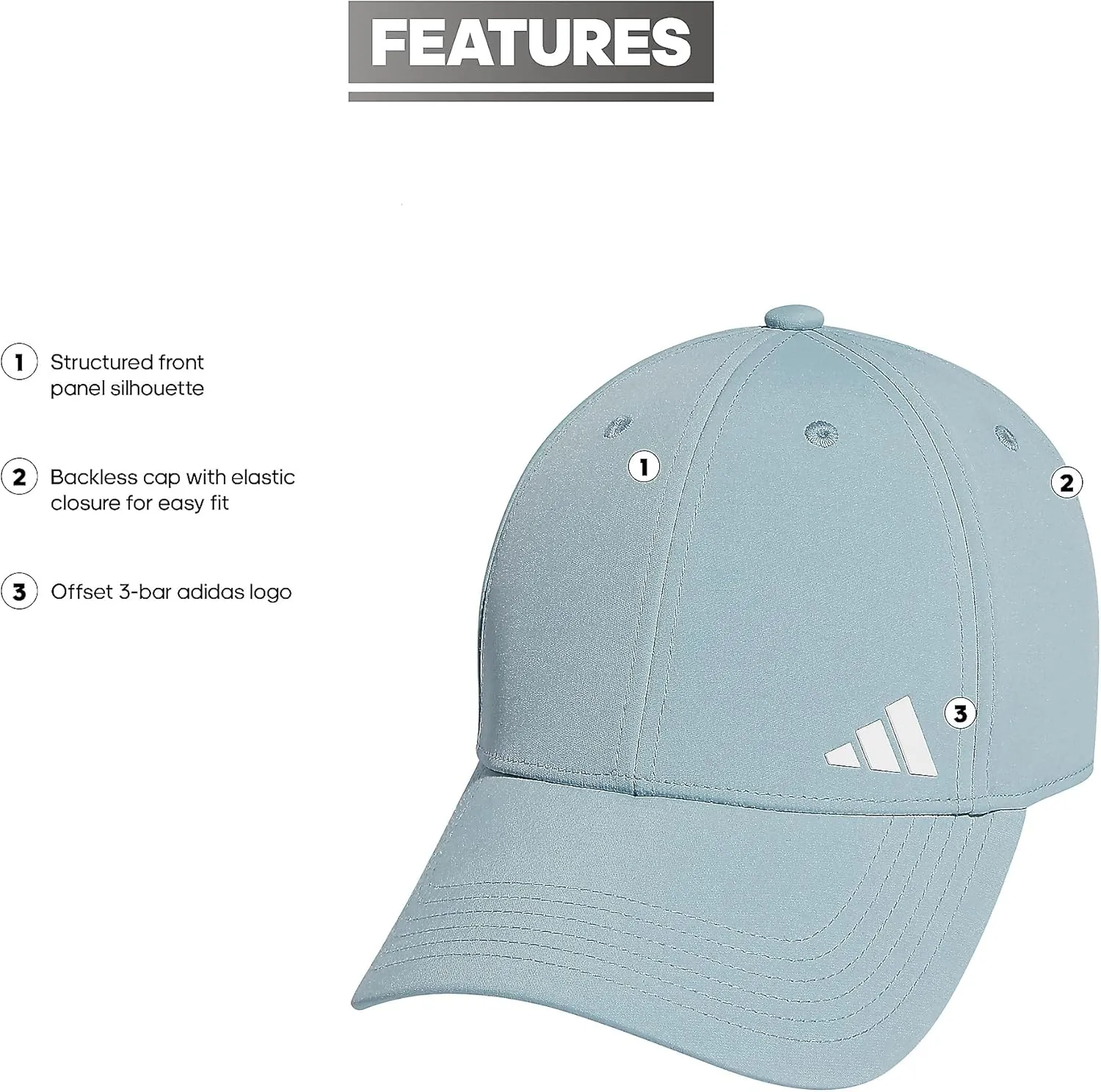 adidas Women's Backless Ponytail Hat Adjustable Fit Baseball Cap