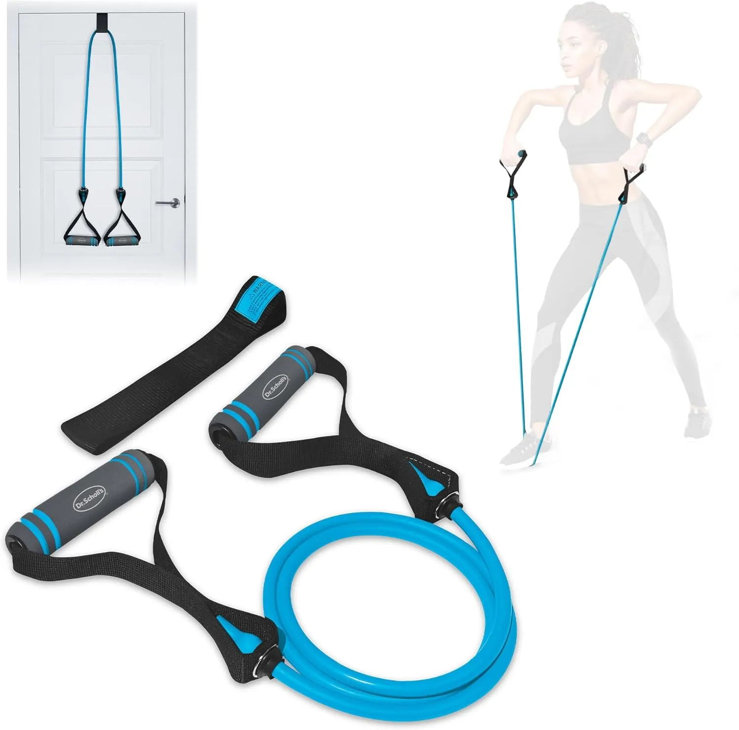 Dr. Scholl's Resistance Band W/Door Anchor (Light Resistance 10lb) - Balance, Stability, Joint Rehabilitation, Muscle Pain, Injuries, Arthritis