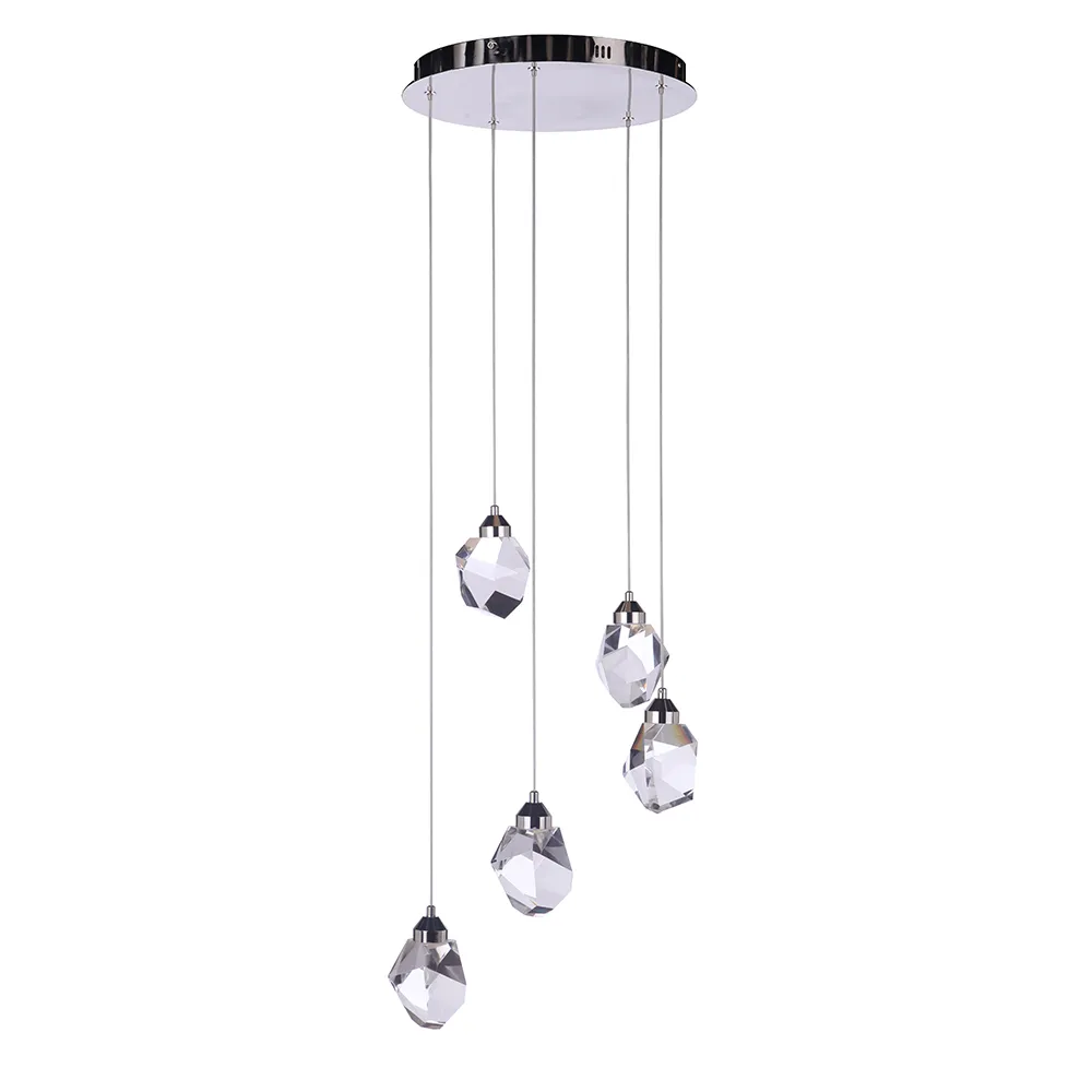 Euclid 5 Light LED Chandelier - Polished Nickel