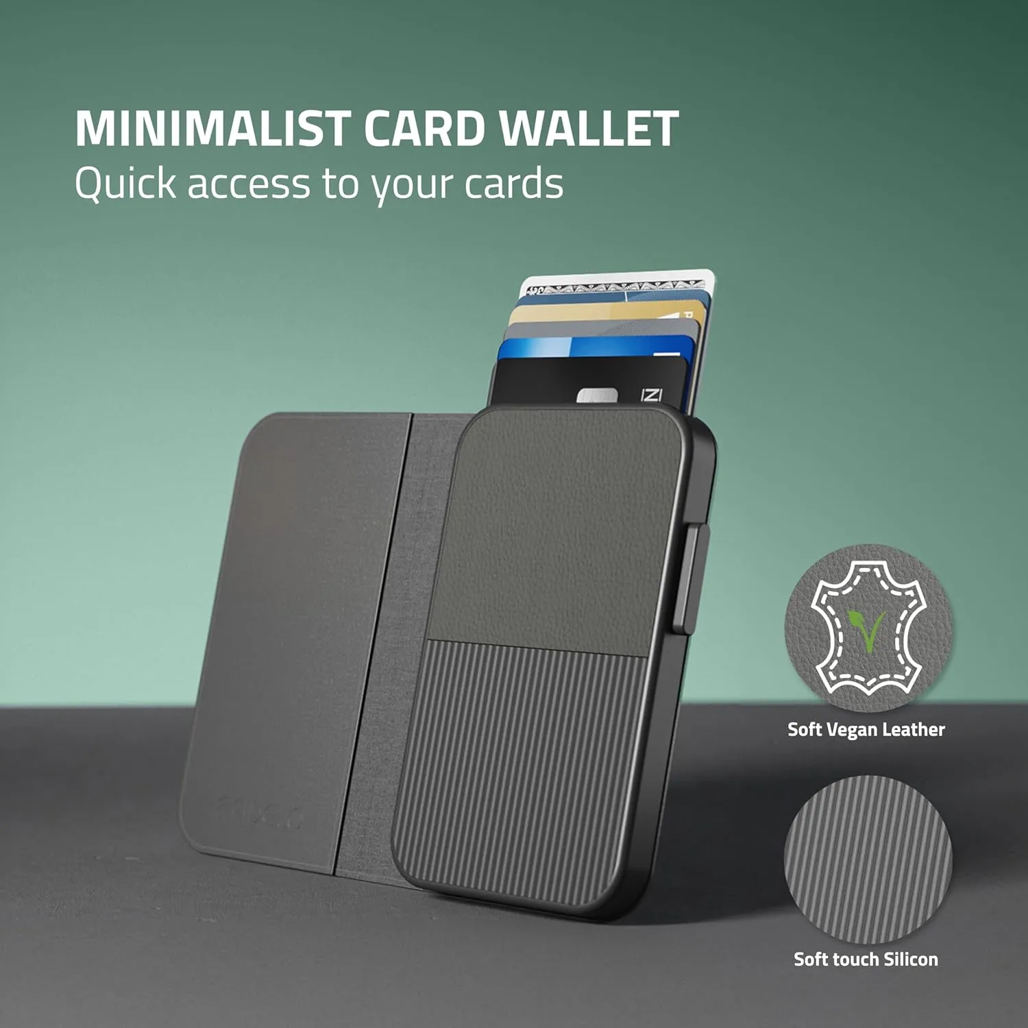 Fidelo Slim Wallet for Men  RFID Blocking Minimalist Credit Card Holder with Sliding Pop-Up Design, Front Pocket Wallet