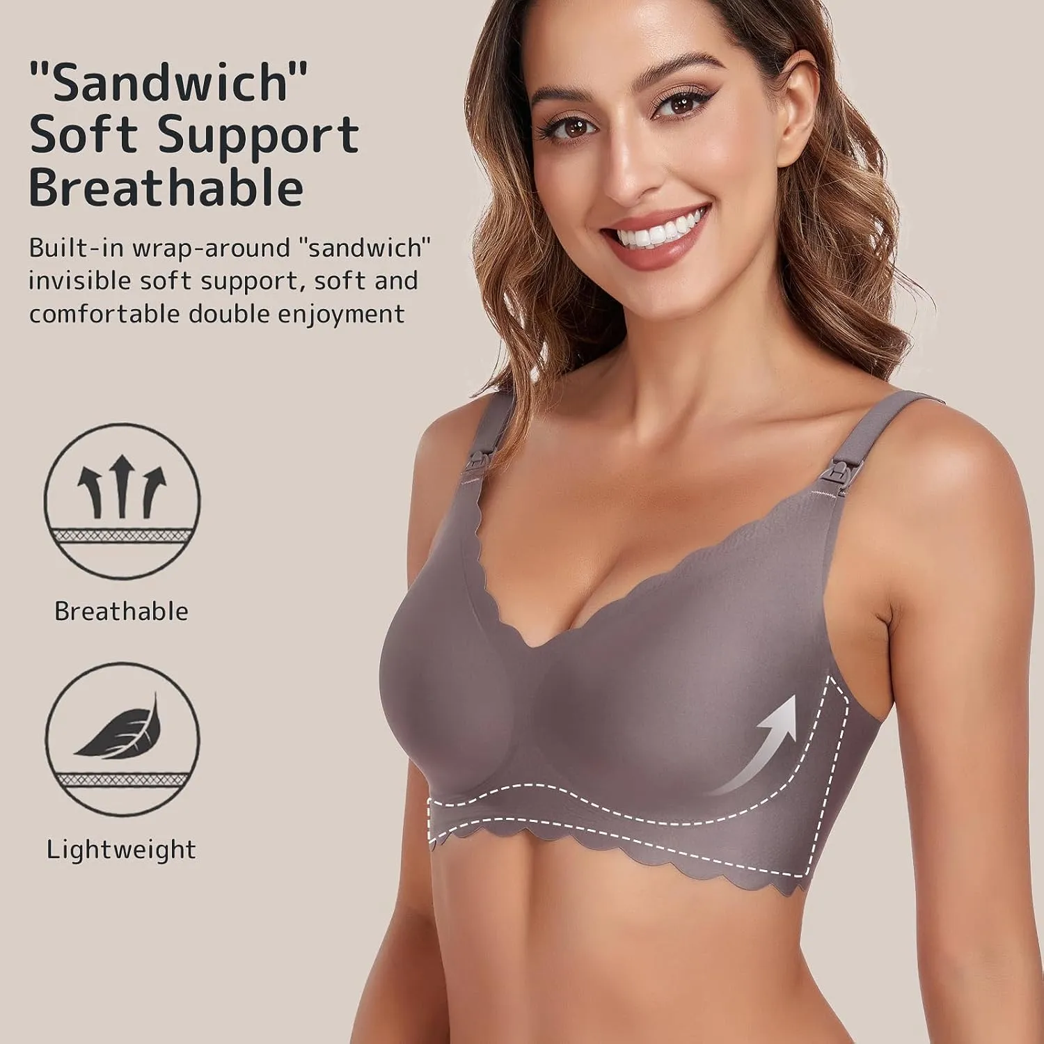 Gailife 3 Pack Nursing Bras for Breastfeeding Seamless Wireless Maternity Bras for Pregnancy Soft Sleep Breastfeeding Bra