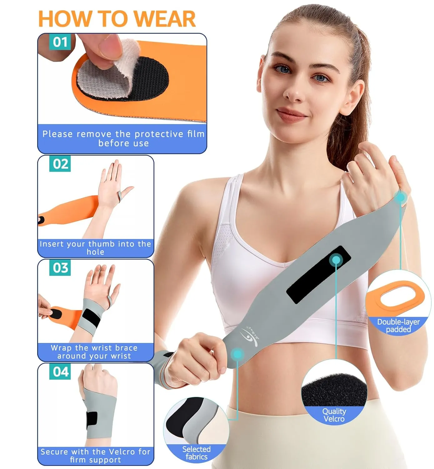 HiRui Ultra-Thin Elastic Wrist Brace Wrist Wraps, Compression Wrist Straps Support for Carpal Tunnel Arthritis Tendonitis Sprains Pain Relief Workout, Soft & Comfortable (Gray (Pack of 1))