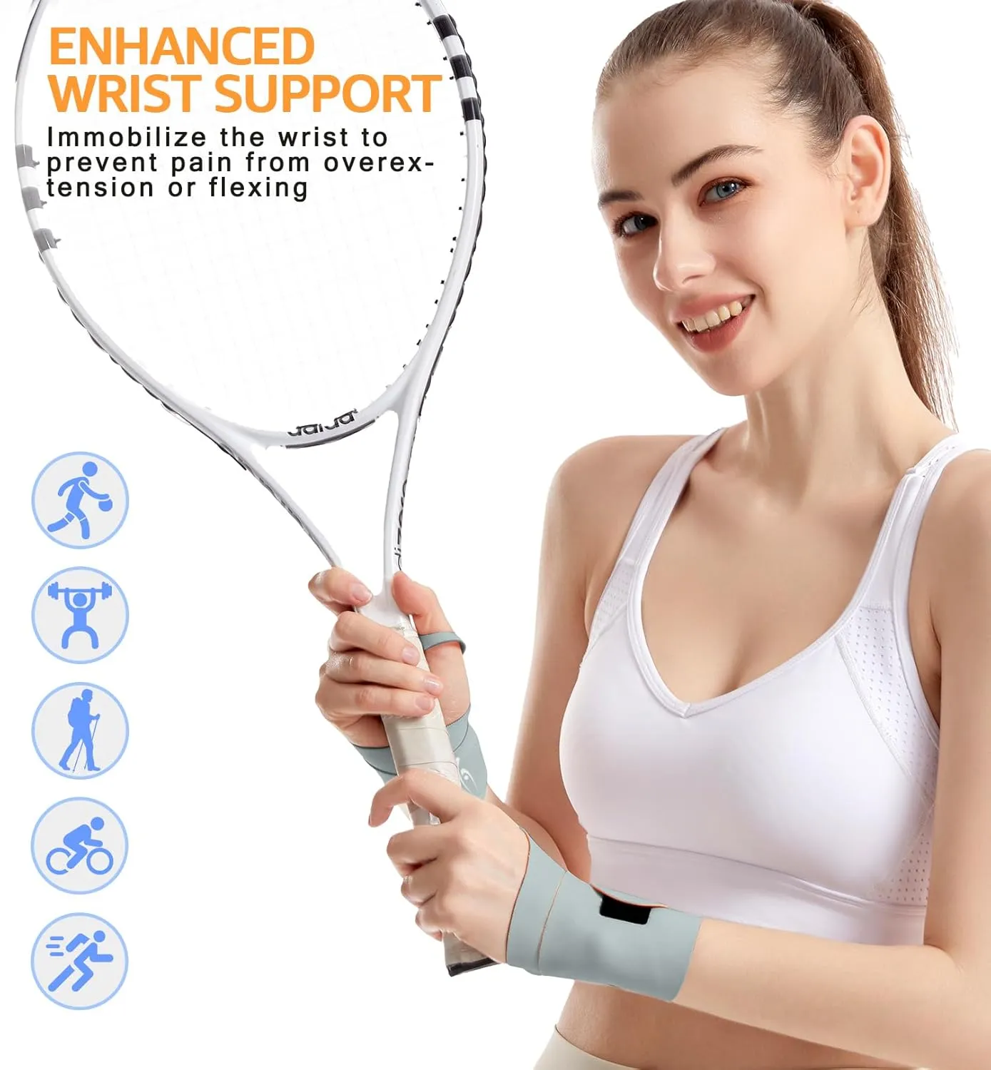 HiRui Ultra-Thin Elastic Wrist Brace Wrist Wraps, Compression Wrist Straps Support for Carpal Tunnel Arthritis Tendonitis Sprains Pain Relief Workout, Soft & Comfortable (Gray (Pack of 1))