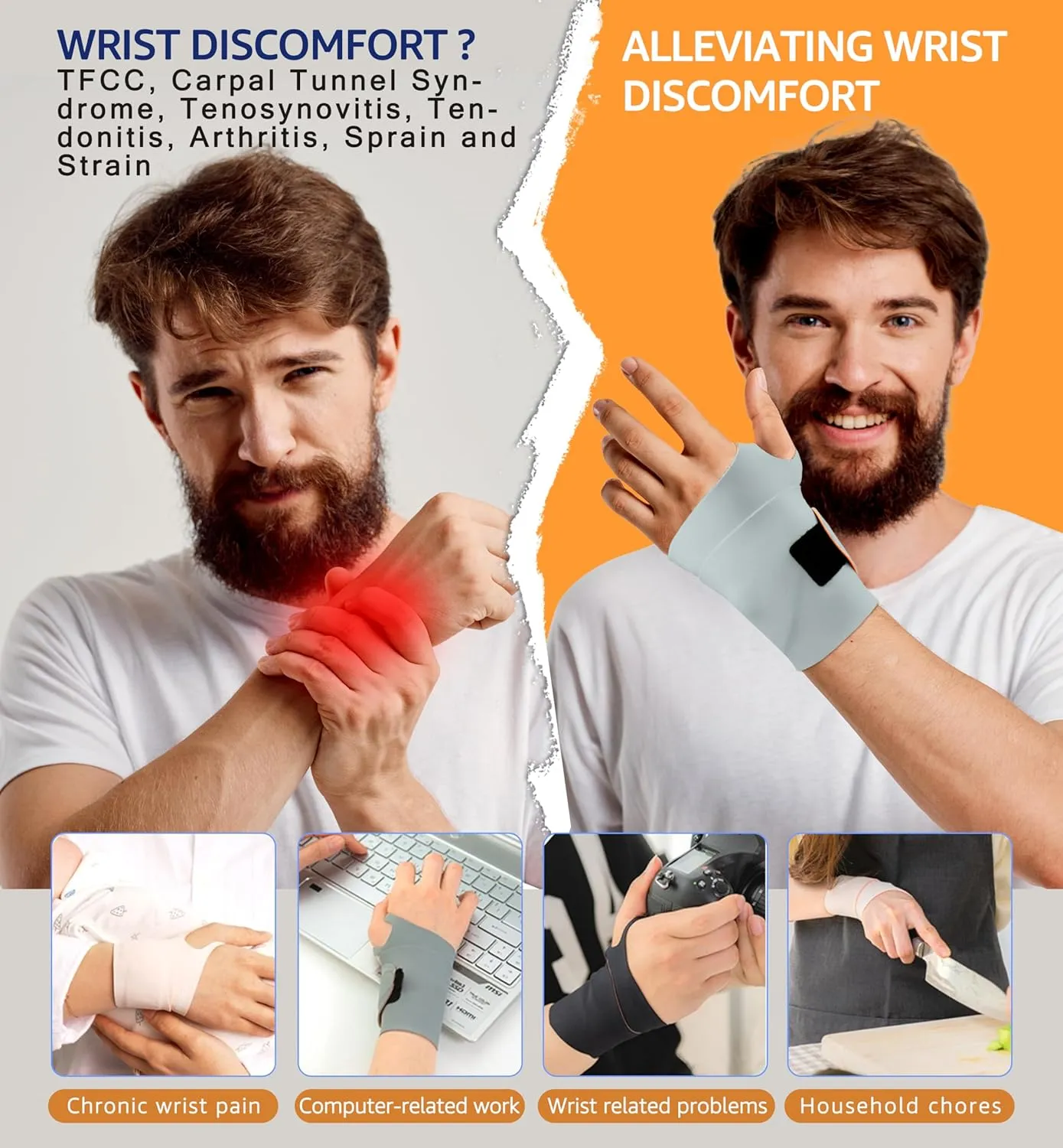 HiRui Ultra-Thin Elastic Wrist Brace Wrist Wraps, Compression Wrist Straps Support for Carpal Tunnel Arthritis Tendonitis Sprains Pain Relief Workout, Soft & Comfortable (Gray (Pack of 1))
