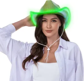 HSCTEK Light Up Holographic Space Cowboy Cowgirl Hat(Updated EL Wire)