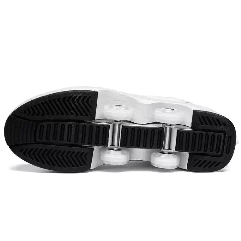 Kick Speed Four-Wheel 2 in 1 Deformation Roller Skate Shoes