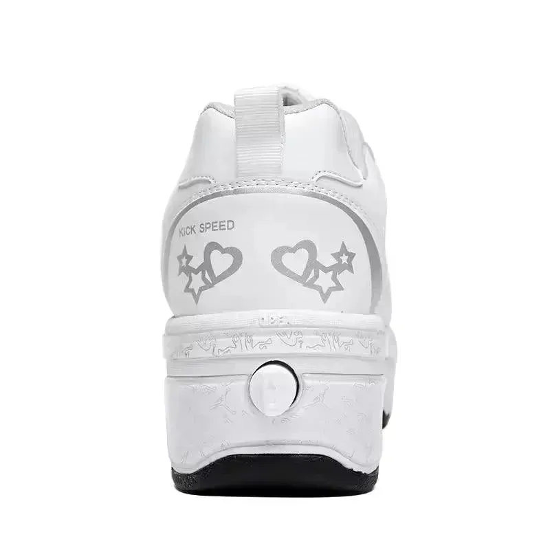 Kick Speed Four-Wheel 2 in 1 Deformation Roller Skate Shoes