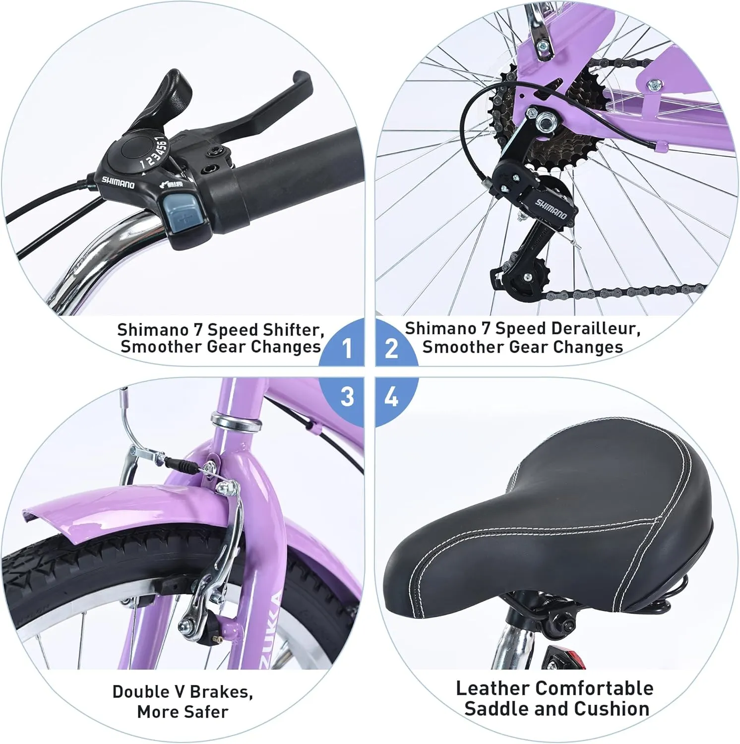 MEGHNA Beach Cruiser Bike 26inch Wheel Bike 7 Speed Driven System V-Brake Comfortable Saddle Commuter Bike for Women Men Senior