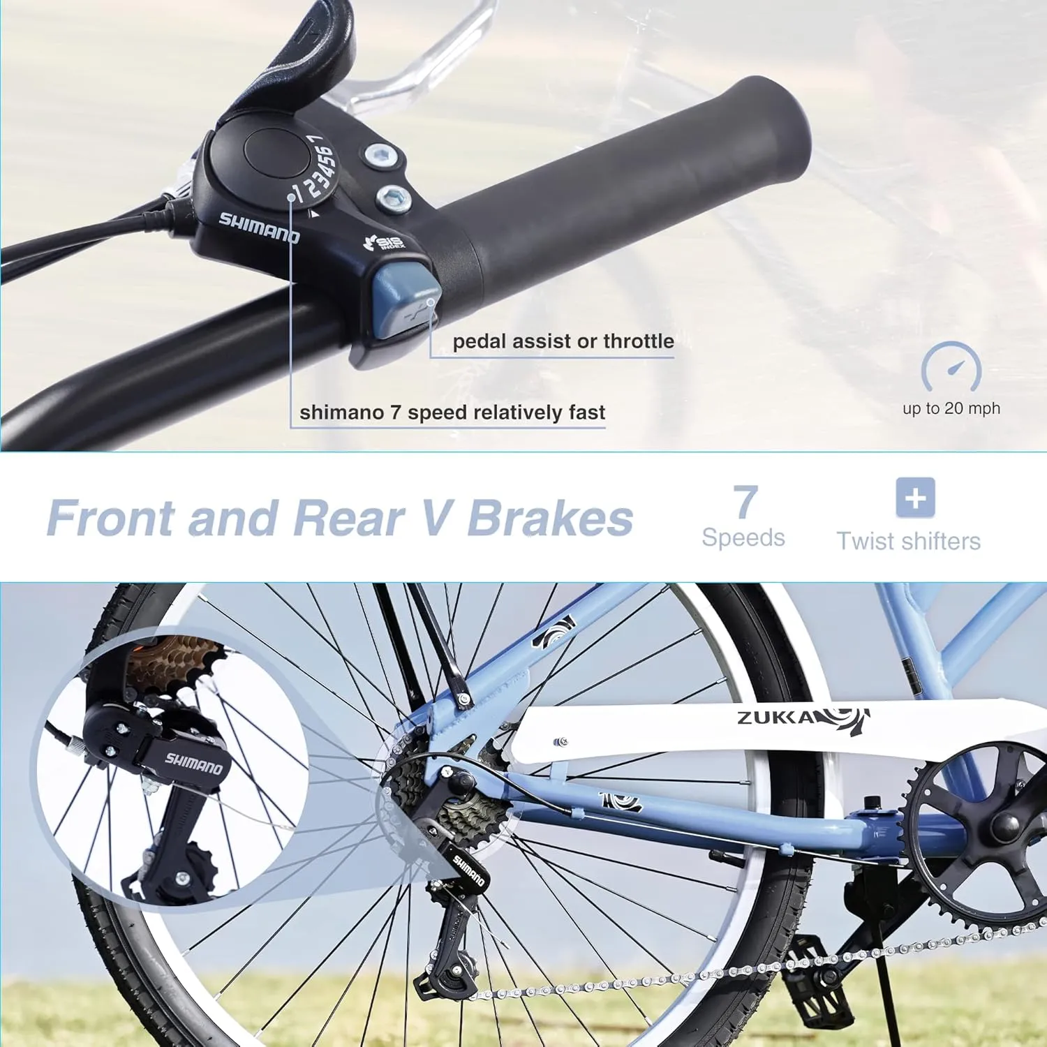 MEGHNA Beach Cruiser Bike 26inch Wheel Bike 7 Speed Driven System V-Brake Comfortable Saddle Commuter Bike for Women Men Senior