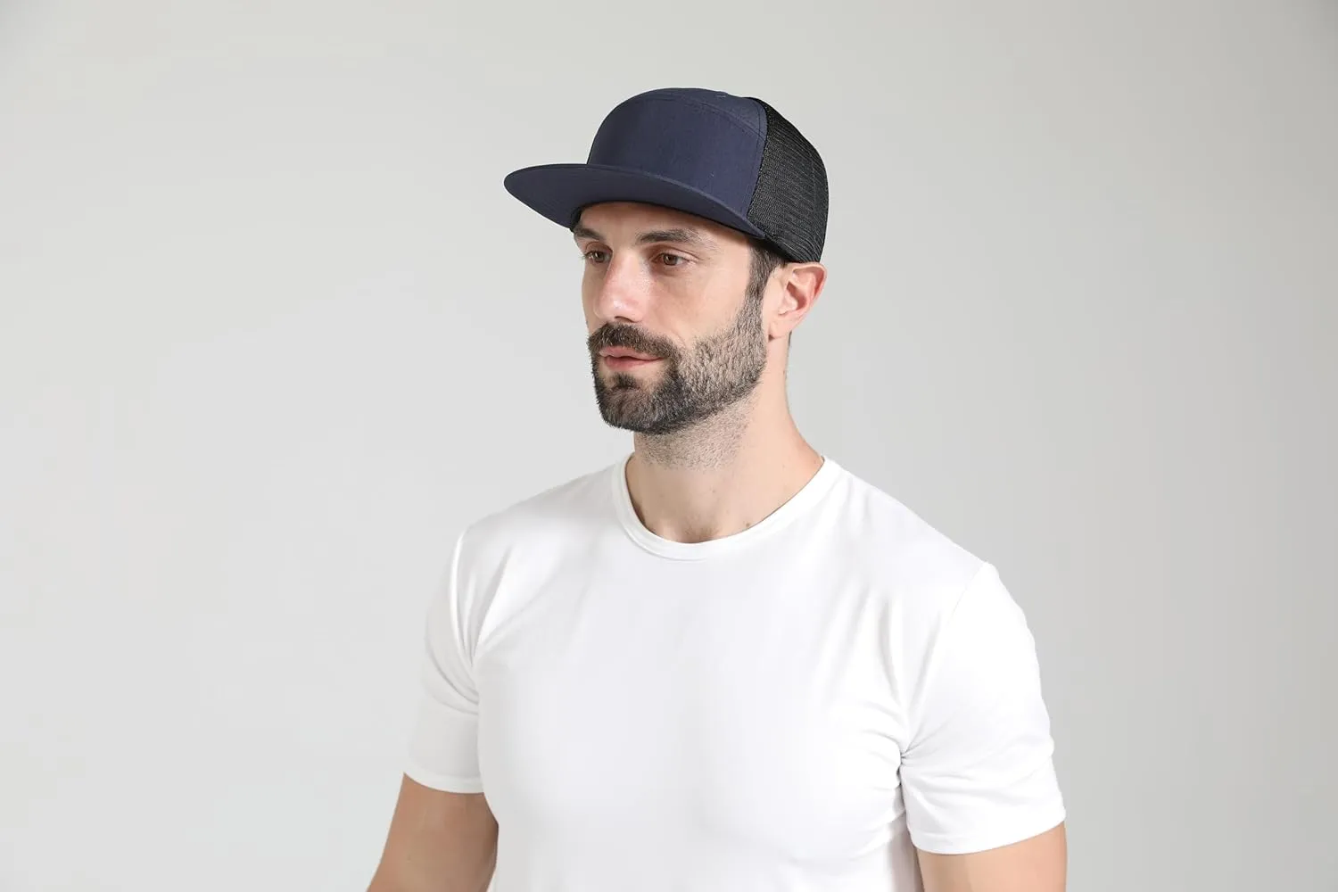 Men Flat Brim Baseball Cap Adjustable Performance Snapback Hat Laser Perforated Breathable Mesh Sport Cap