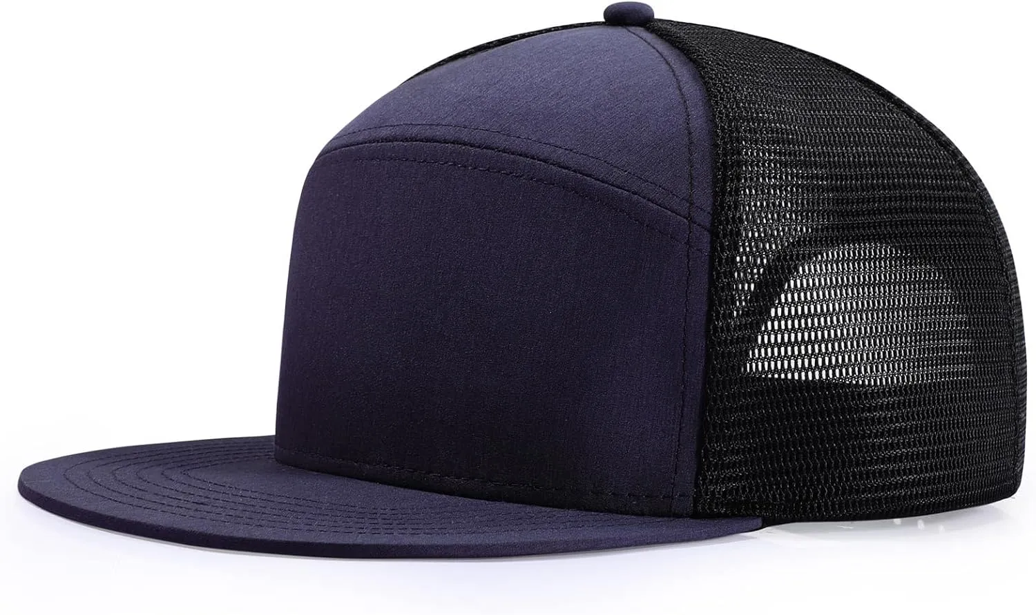 Men Flat Brim Baseball Cap Adjustable Performance Snapback Hat Laser Perforated Breathable Mesh Sport Cap