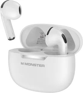 Monster N-Lite 208 Wireless Earbuds, Bluetooth Earbuds Touch Control, Headphones Bluetooth Wireless with 30H Playtime, Type-C Fast Charging, Clear Call, Comfortable Fit for Running, White