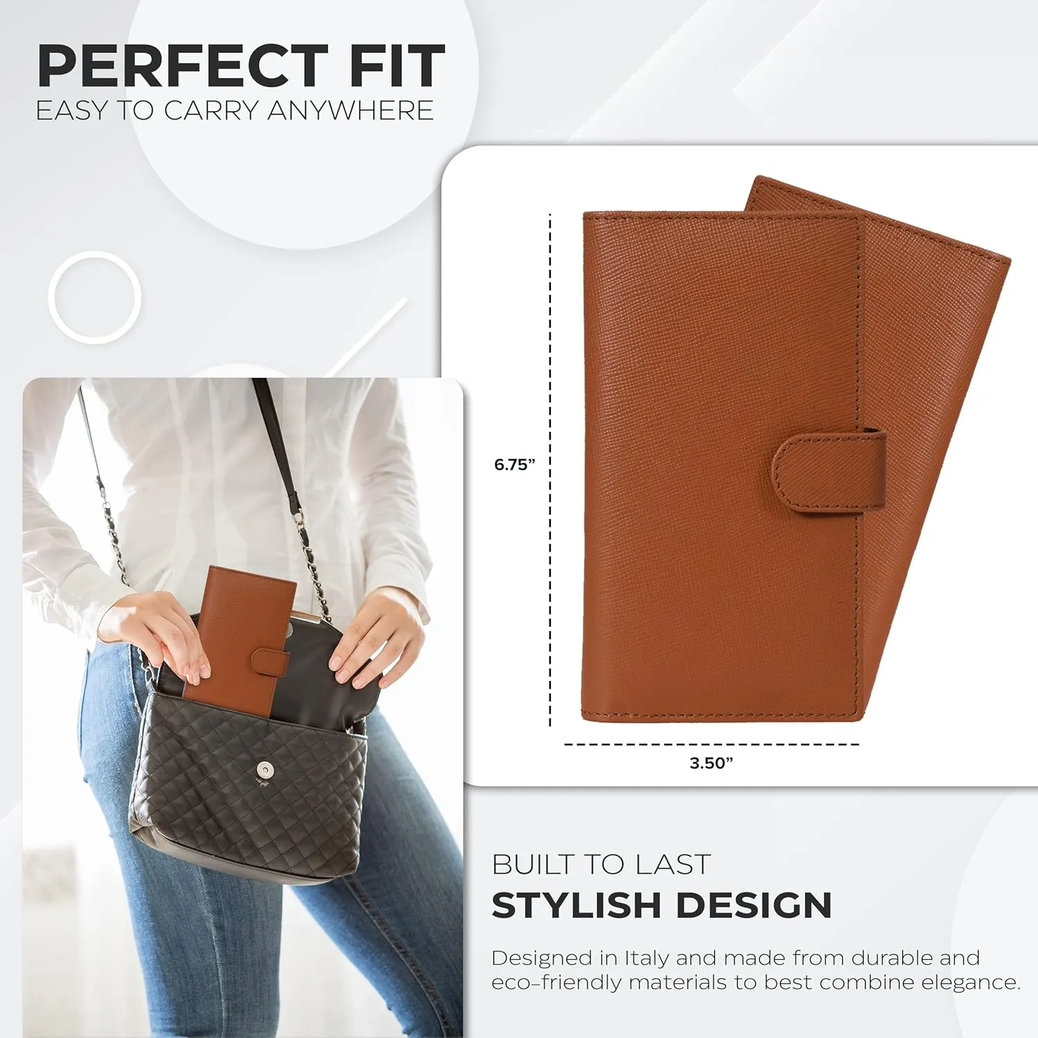 Oak Leathers Leather Checkbook Cover for Men & Women -RFID Slim Wallet Pen Holder Credit Card Gift Duplicate Checks Minimalist Design