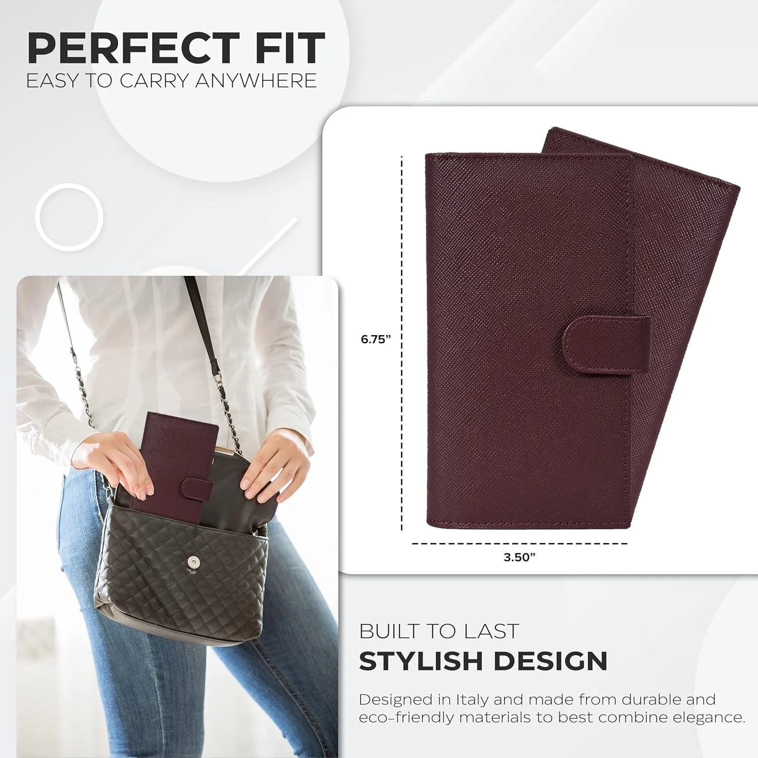 Oak Leathers Leather Checkbook Cover for Men & Women -RFID Slim Wallet Pen Holder Credit Card Gift Duplicate Checks Minimalist Design