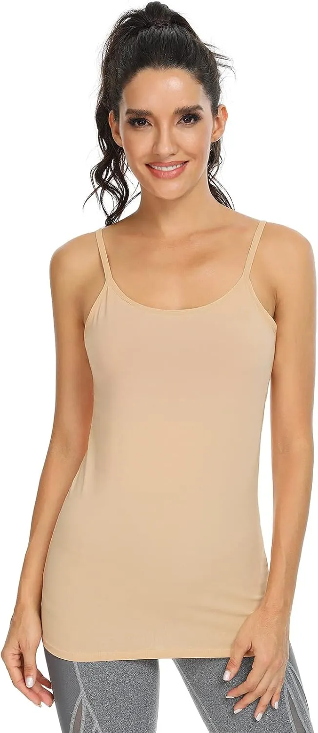 Orrpally Women Cotton Camisole Shelf Bra Cami Tank Tops Adjustable Spaghetti Strap Tank Top 3-Pack
