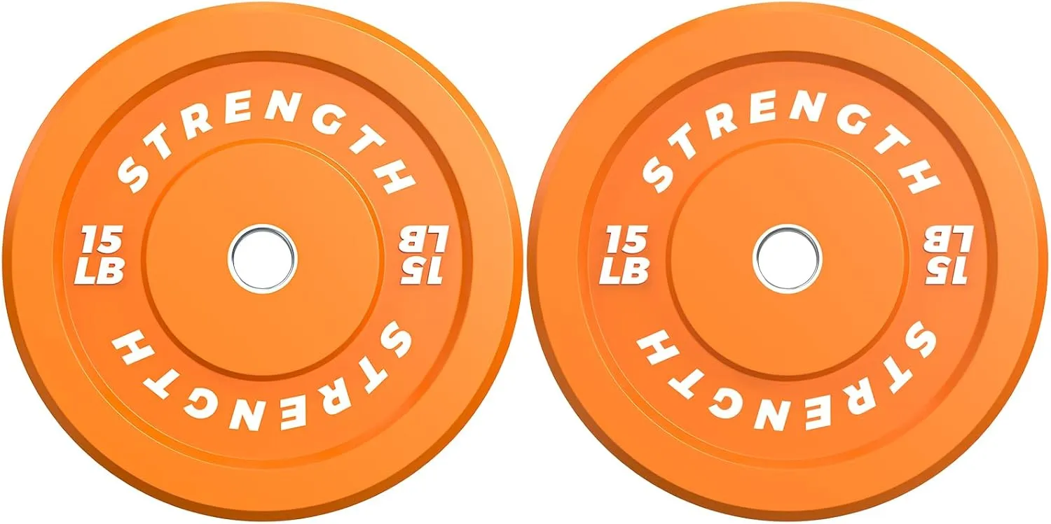 Premium Color-Coded Rubber Bumper Plates Set - 2 Inch Olympic Weight Plates for Home Gym Cross and Strength Training