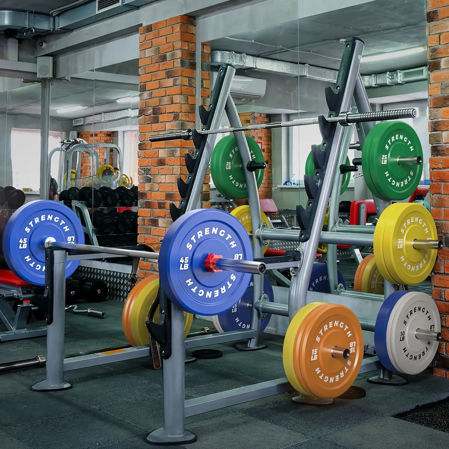 Premium Color-Coded Rubber Bumper Plates Set - 2 Inch Olympic Weight Plates for Home Gym Cross and Strength Training