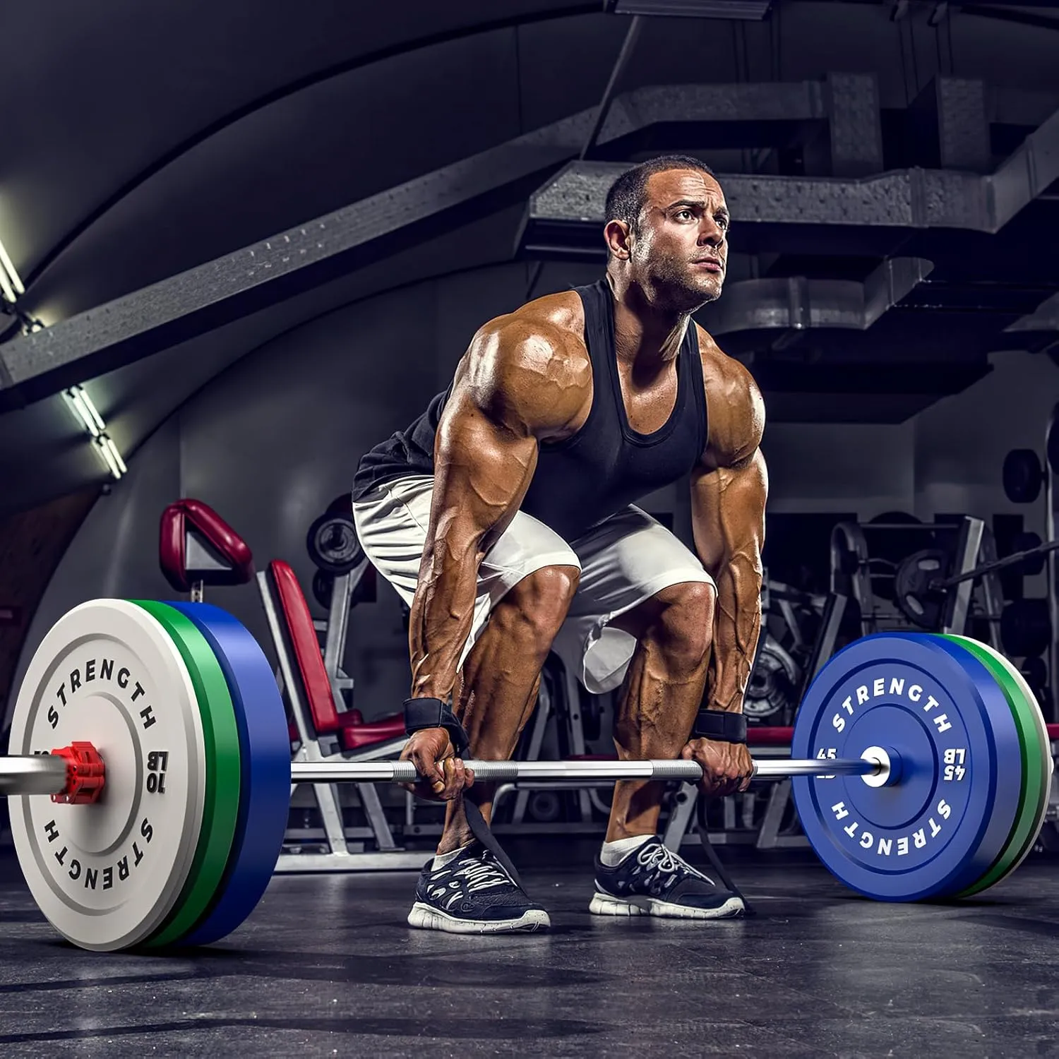 Premium Color-Coded Rubber Bumper Plates Set - 2 Inch Olympic Weight Plates for Home Gym Cross and Strength Training