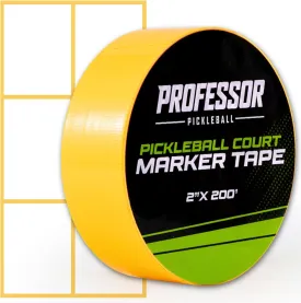 Professor Pickleball Court Tape - Makes Full Size Court - Outdoor Pickleball Marking Kit - 2" x 200 FT, Yellow Tape for Temporary Court Lines, No Residue, Quick and Easy Application