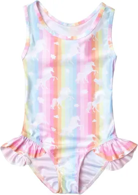 QPANCY Girls Swimsuits Unicorn Bathing Suits Toddler Kids One Piece Swimwear