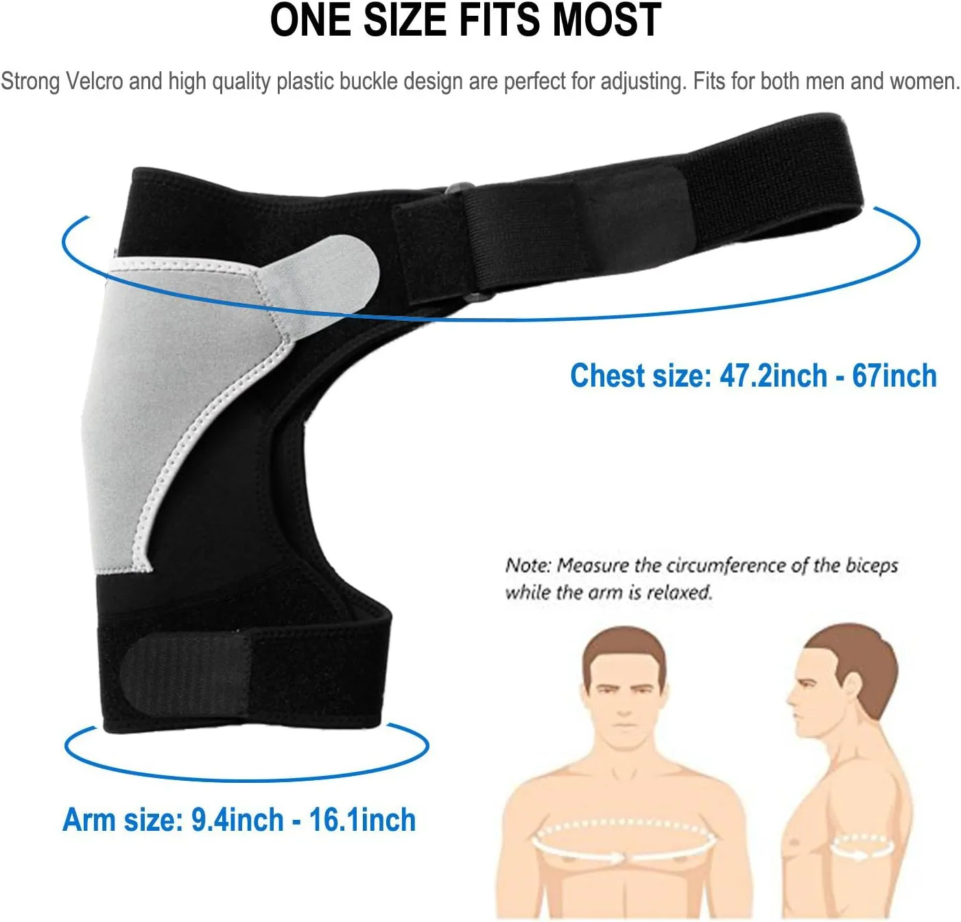 Shoulder Stability Brace Adjustable Shoulder Support with Pressure Pad, Light Breathable Neoprene Rotator Cuff Shoulder Support for Sport, Dislocated AC Joint, Labrum Tear, Shoulder Pain