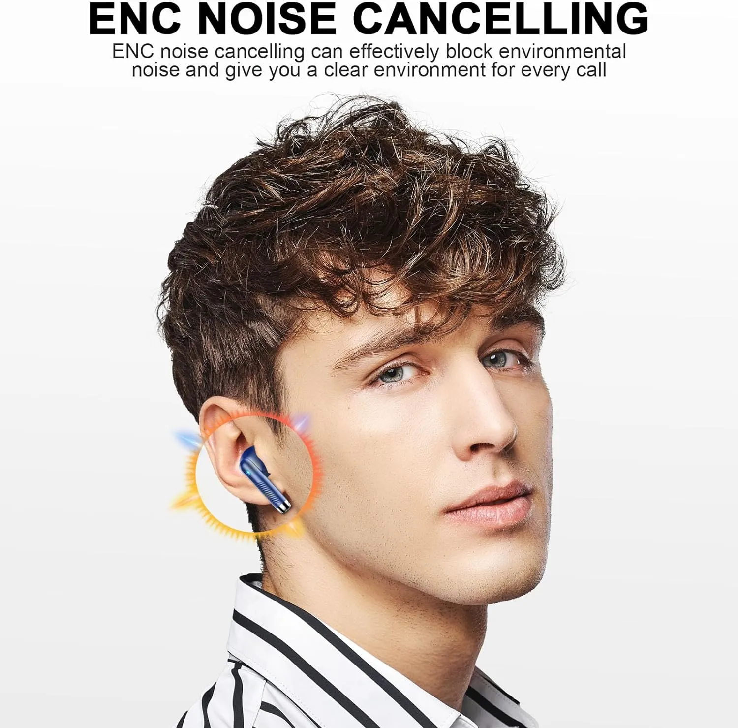 Wireless Earbuds, Bluetooth Headphones V5.4 Stereo Bass Ear buds with ENC Noise Cancelling Mics, 40H Bluetooth Earbuds with LED Display Charging Case, IP7 Waterproof Earphones for Android iOS, Blue